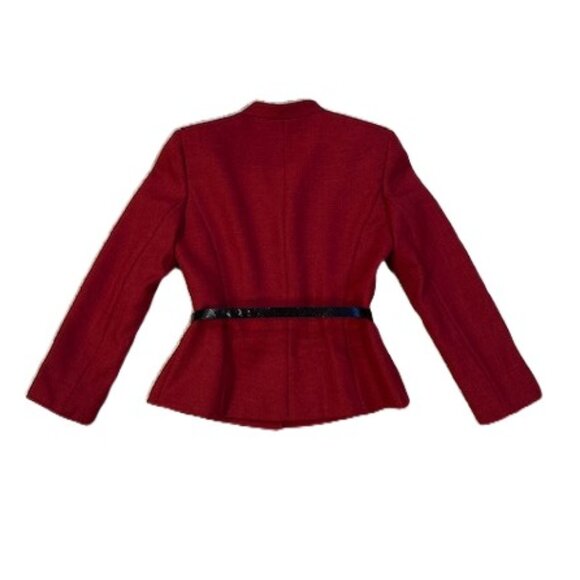 Tahari ASL Crimson Red and Black 2-Piece Belted Skirt Suit - Picture 2 of 9